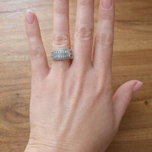 10K Gold Diamond Wide Band Ring | Size 7